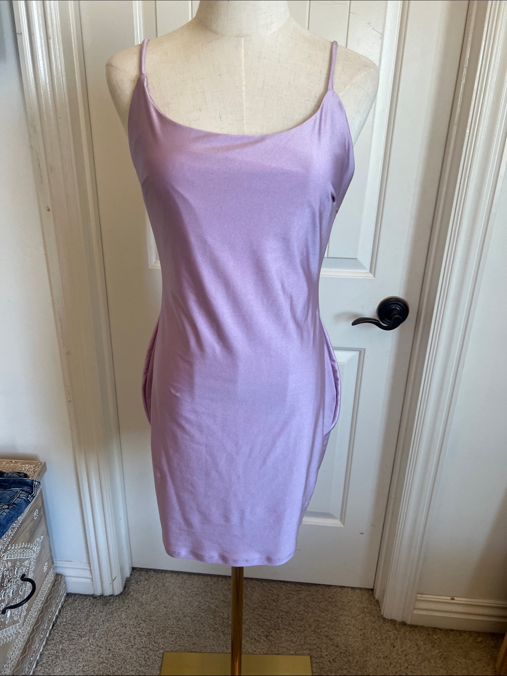 Iris Lilac Satin Slip Dress - Spaghetti Straps